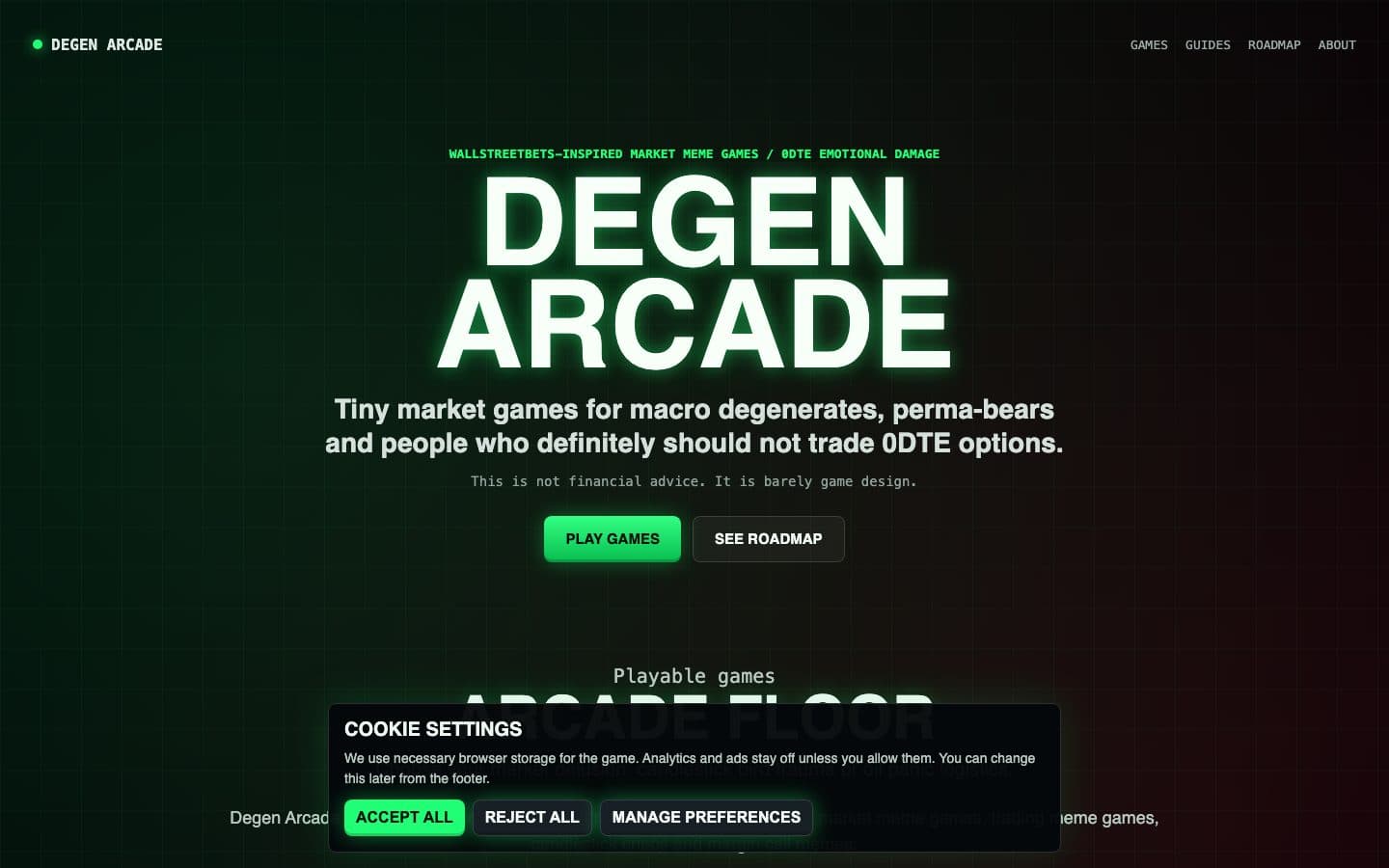 Screenshot von Degen Arcade