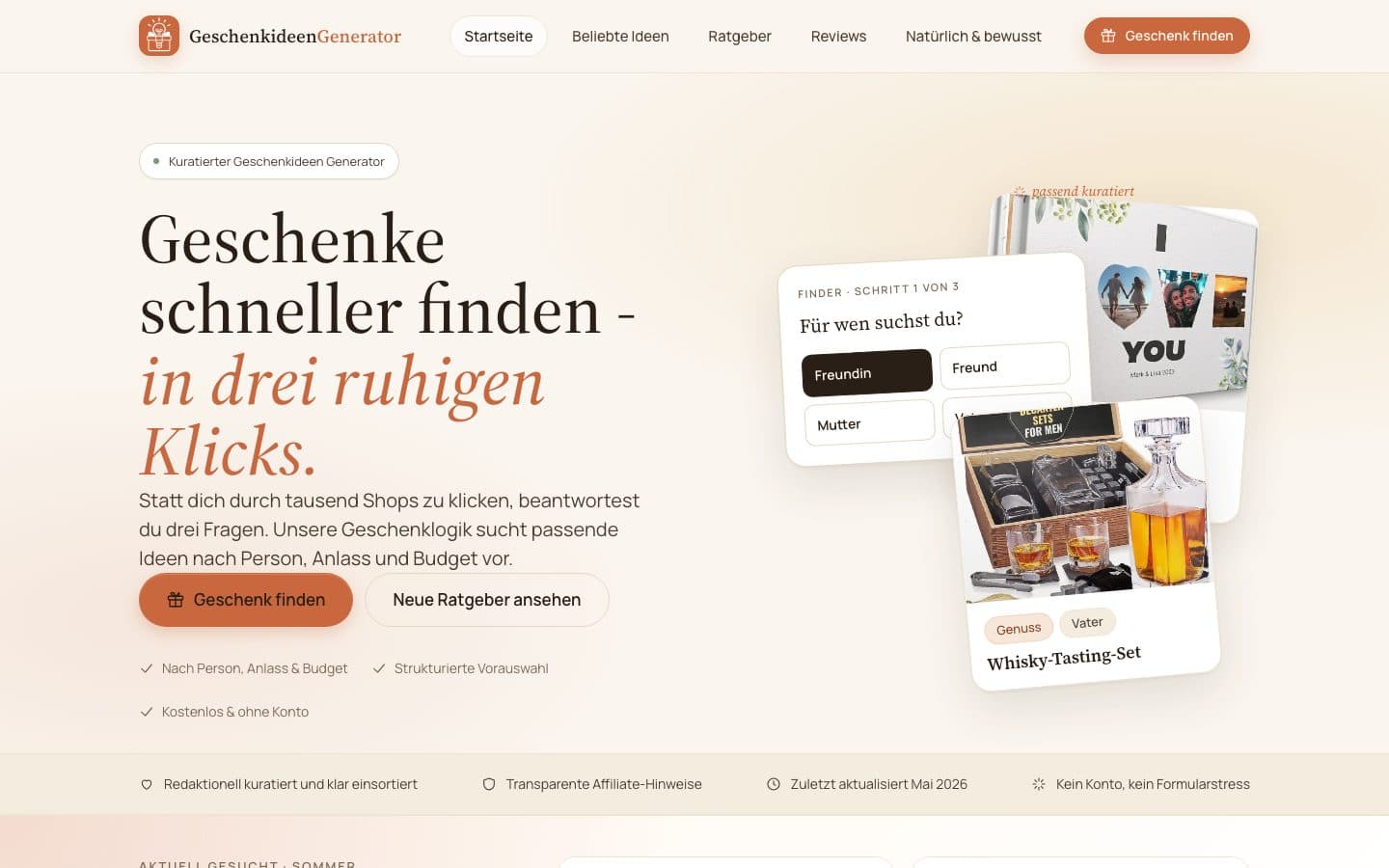 Screenshot von GeschenkideenGenerator